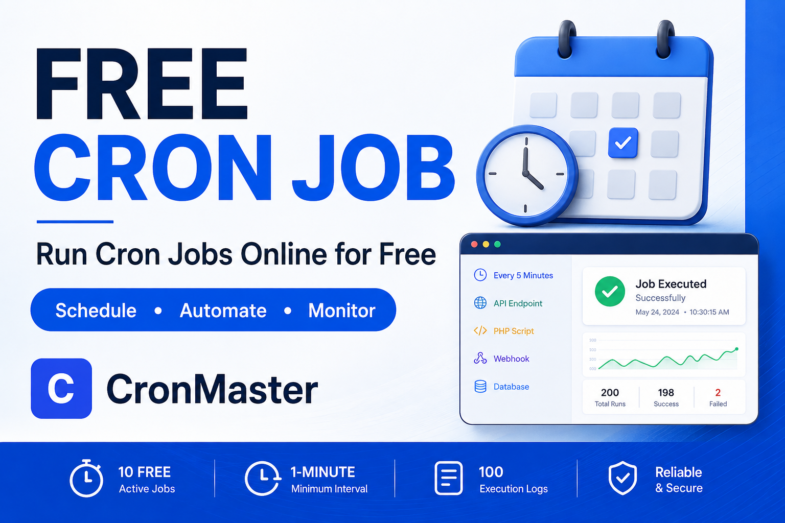 Free cron job online scheduler for websites, APIs, PHP scripts and webhooks